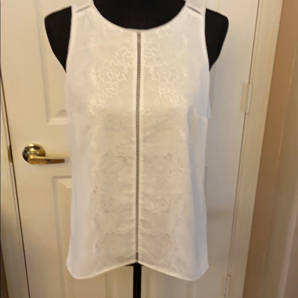 WHBM Sleeveless cream blouse